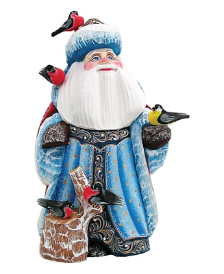 G.DeBrekht Woodcarved and Hand Painted Feathered Friends Santa Figurine