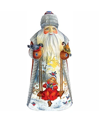 G.DeBrekht Woodcarved Morning Greetings Santa Figurine