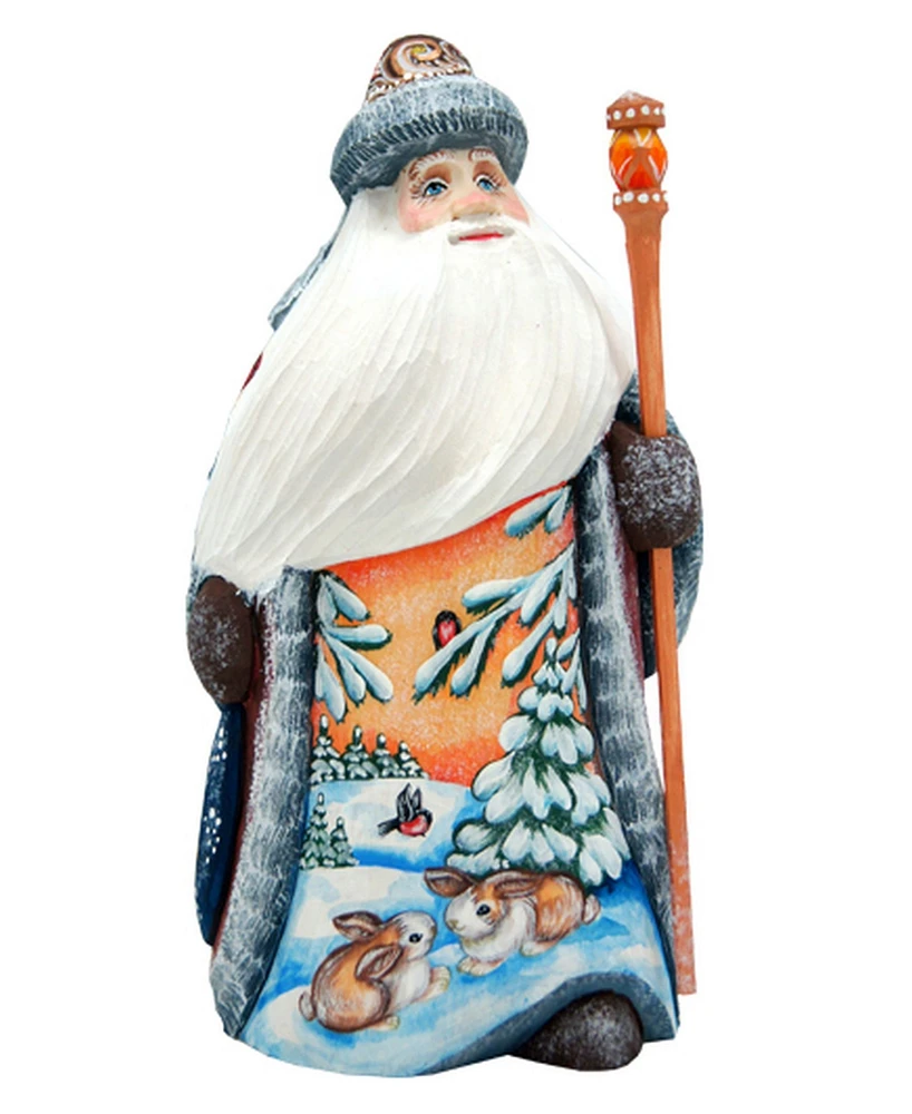 G.DeBrekht Woodcarved and Hand Painted Bunny Friends Santa Masterpiece