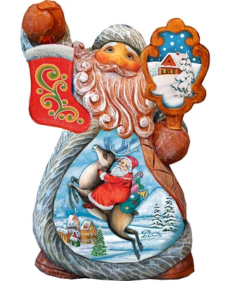 G.DeBrekht Mini Tale Scenic Santa On Reindeer Figurine