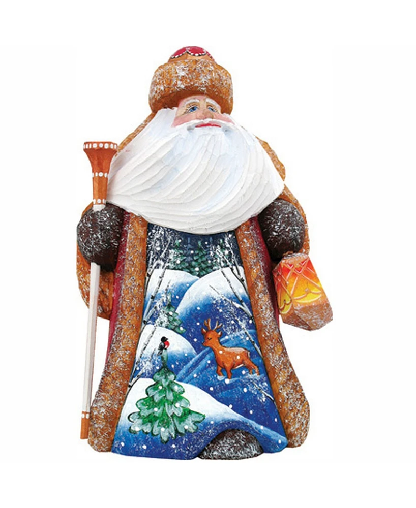 G.DeBrekht Woodcarved and Hand Painted Quiet Night Santa and Hand Painted