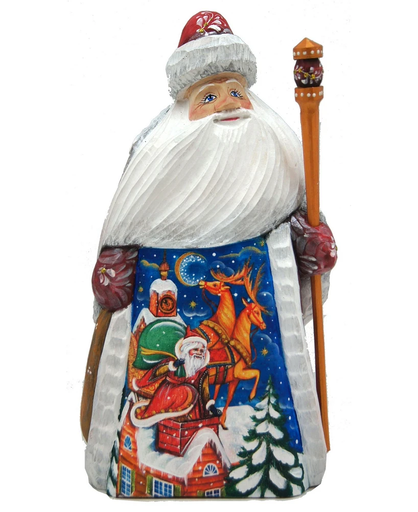 G.DeBrekht Woodcarved and Hand Painted Santa Chimney Figurine