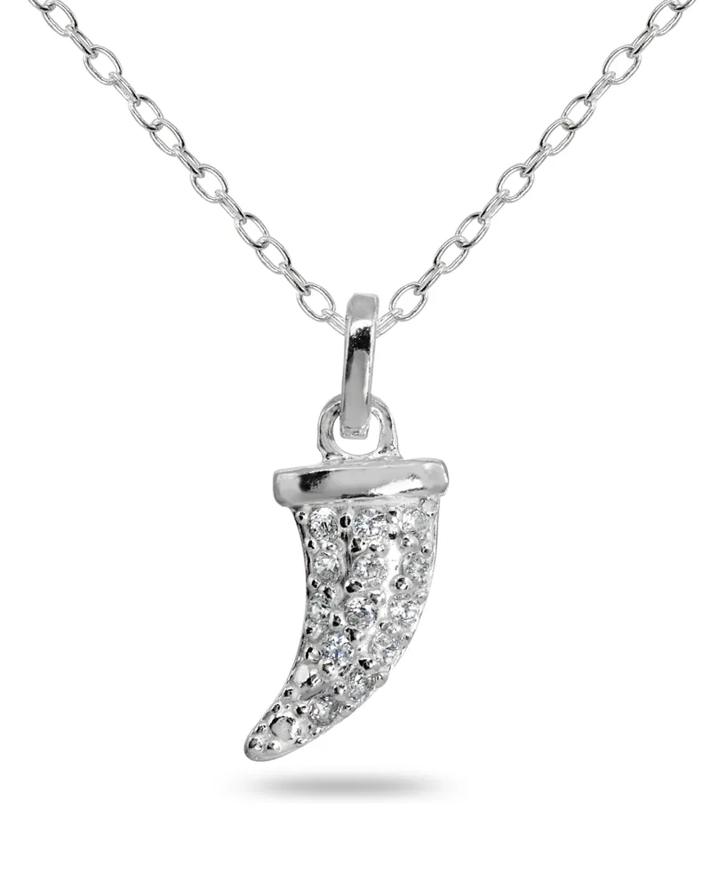 Cubic Zirconia Horn Pendant in Sterling Silver