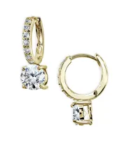 Cubic Zirconia Huggie Hoop Earrings 18k Gold-Plated Sterling Silver or Rose