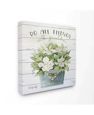 Stupell Industries Do All Things with Great Love Floral Magnolia Pail Planked Look, 30" L x 30" H