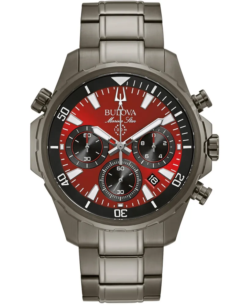 Bulova Men's Chronograph Marine Star Gray Stainless Steel Bracelet Watch 43mm