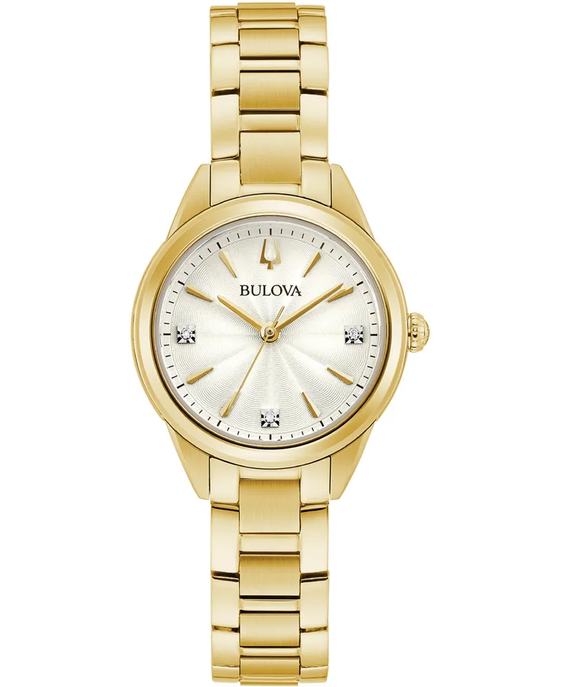 Bulova Women's Sutton Diamond-Accent Gold-Tone Stainless Steel Bracelet Watch 28mm