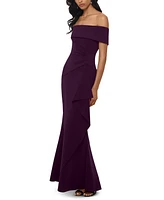 Xscape Ruffled Off-The-Shoulder Gown