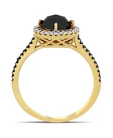 Black and White Diamond (1 1/5 ct. t.w.) Halo Engagement Ring 14k Yellow Gold