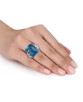 Blue Topaz (28 1/4 ct. t.w.) and Diamond (1 3/4 Ring 14k White Gold