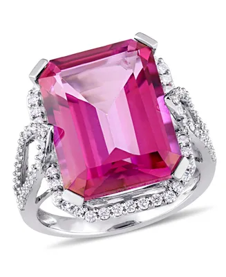 Pink Topaz (14 1/2 ct. t.w.) and Diamond (1/2 Ring 14k White Gold