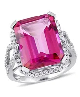 Pink Topaz (14 1/2 ct. t.w.) and Diamond (1/2 Ring 14k White Gold