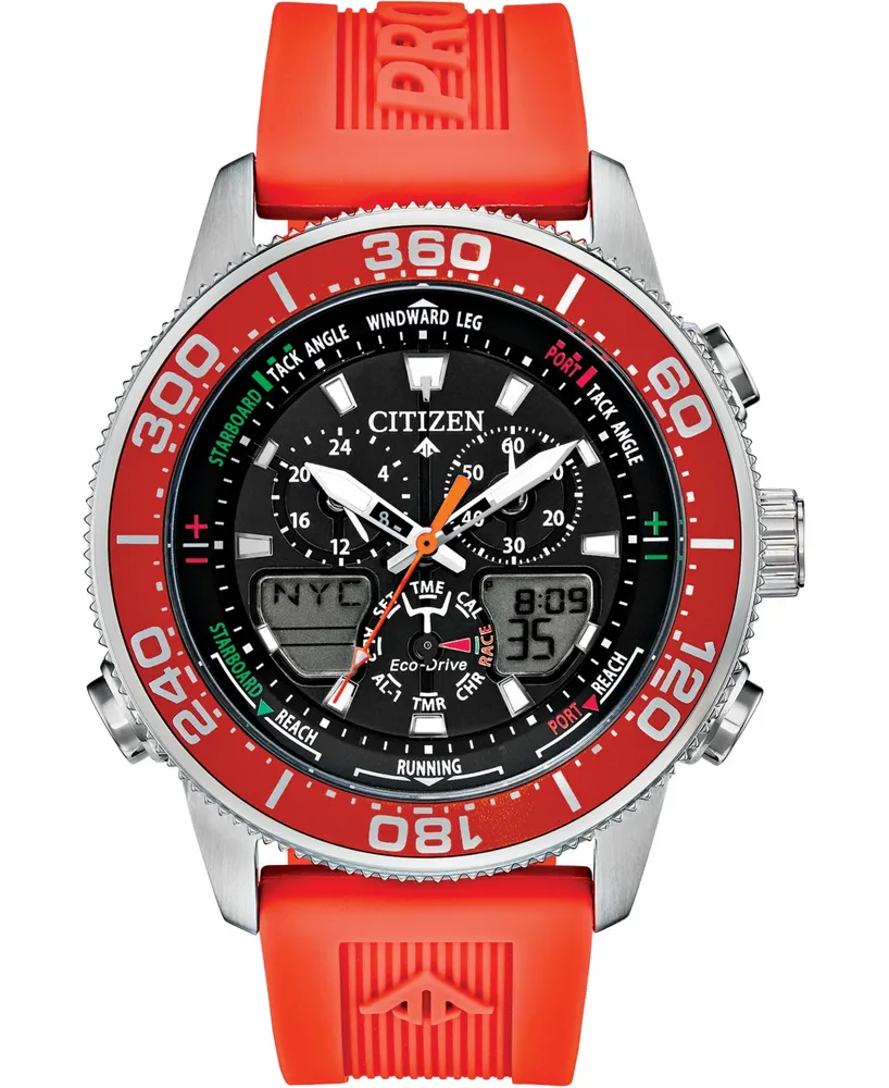 Citizen Eco-Drive Men's Promaster Sailhawk Analog-Digital Orange Polyurethane Strap Watch 44mm