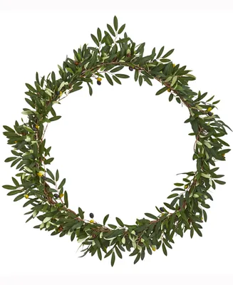 Nearly Natural 28in. Olive Artificial Wreath