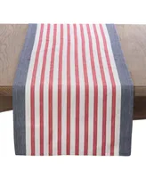 Saro Lifestyle American Flag Usa Red White Blue Stripe Cotton Table Runner