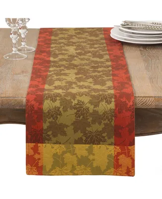Saro Lifestyle Fall Maple Leaf Damask Cotton Table Runner