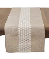 Saro Lifestyle Daisy Lace Design Country Linen Blend Table Runner