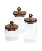 Honey Can Do 3-Pc. Acacia Top Glass Kitchen Canister Set