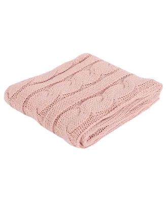Happycare Textiles Soft Knitted Dual Cable Throw