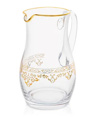Classic Touch Glass Water Pitcher with Rich Gold-Tone Design
