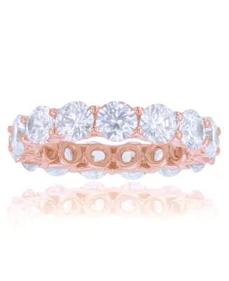 White Cubic Zirconias Eternity Band 14k Rose Gold Plated Sterling Silver