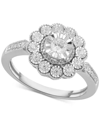 Diamond Flower Statement Ring (1/3 ct. t.w.) in Sterling Silver