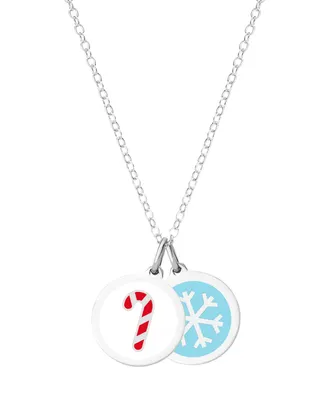 Candy Cane & Mini Snowflake Necklace in Sterling Silver
