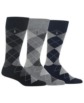 Ralph Lauren Men's Socks, Dress Argyle Crew 3 Pack Socks