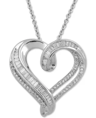 Diamond Heart Adjustable Pendant Necklace (1/2 ct. t.w.) in Sterling Silver