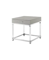 Inspired Home Casandra High Gloss End Table with Acrylic Legs and Metal Base