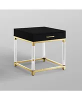 Inspired Home Casandra High Gloss End Table with Acrylic Legs and Metal Base