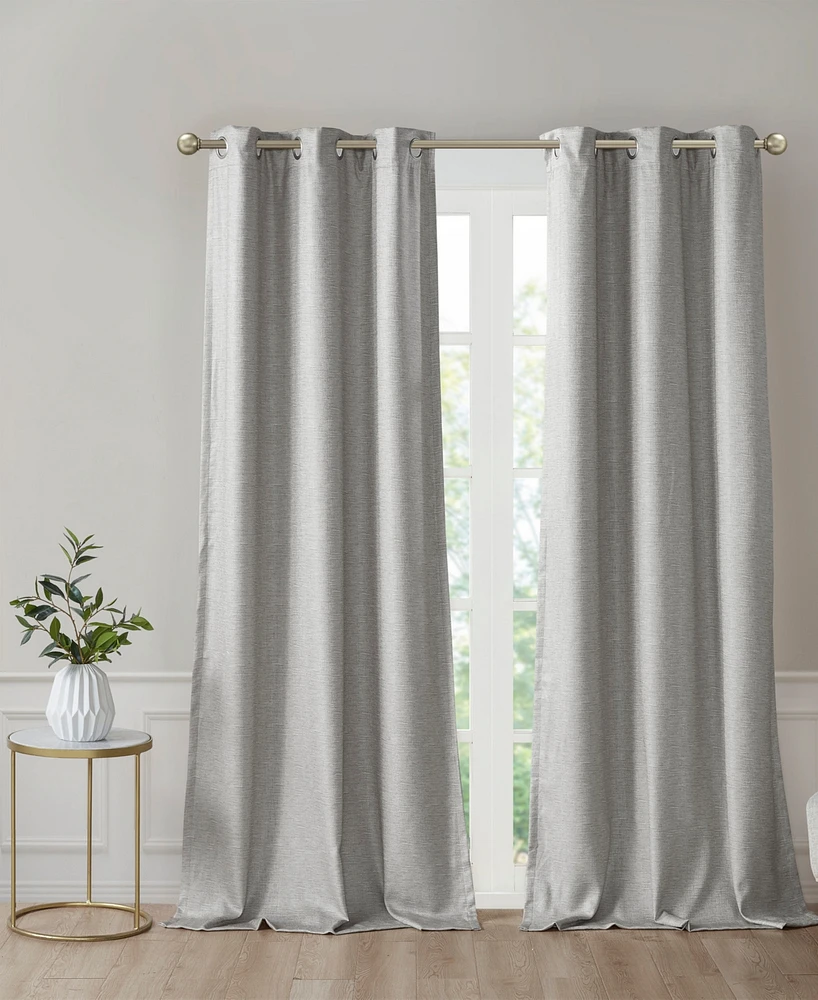 SunSmart Como Tonal Printed Faux Silk Room Darkening Curtain for Bedroom, Grommet Top Design Panels Pair Living Room, Width 42 length 95 inches 2