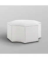 Nicole Miller Fiorella Upholstered Octagon Cocktail Ottoman with Nailhead Trim