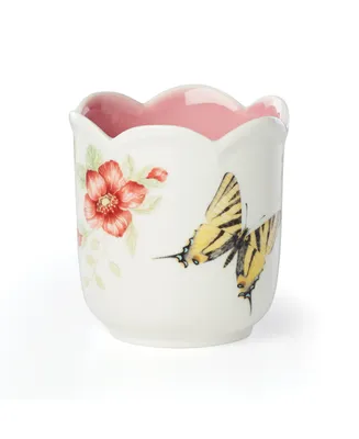 Lenox Butterfly Meadow Filled Candle, Pink Citrus - White Body With Multi