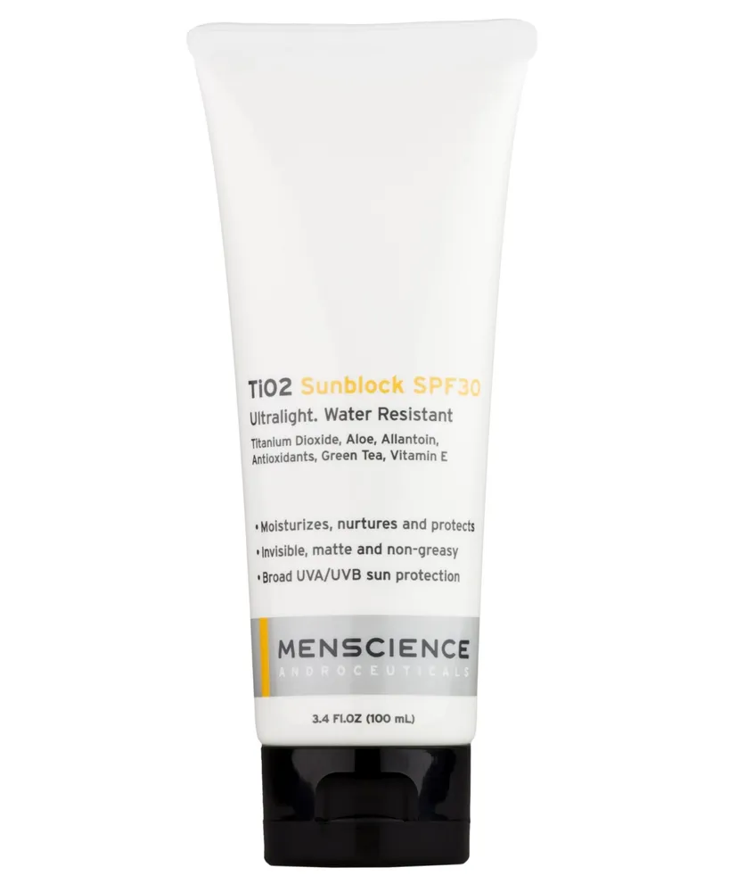 Menscience Tio2 Sunblock Spf 30 Ultralight Oil Free For Men 3.4 Fl.oz