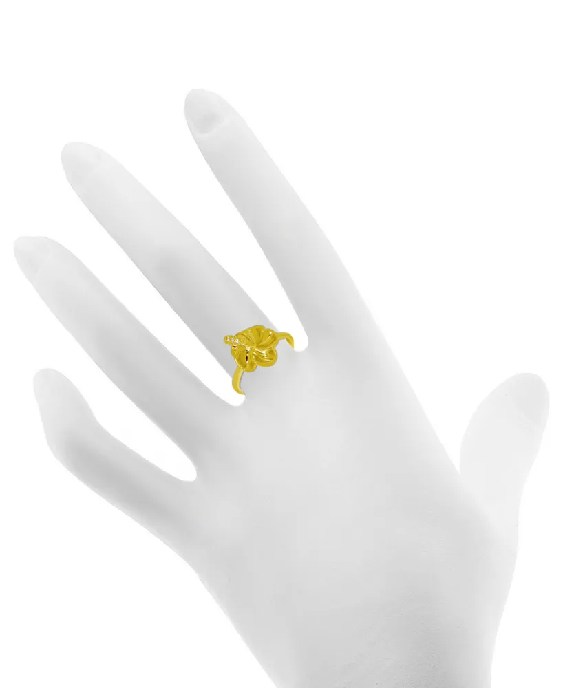 Kona Bay Crystal Accent Flower Ring Gold-Plate