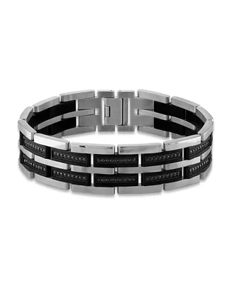 Men's 1 Carat Black Diamond 8 1/2" Bracelet in Stainless Steel and Black Ion Plating