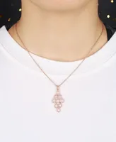 A&M Rose Tone Layered Chandelier Pendant Necklace