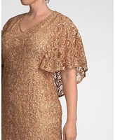 Women's Plus Celestial Cape Sleeve Sequined Lace Gown