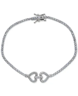 Giani Bernini Cubic Zirconia Double Heart Tennis Bracelet Sterling Silver, Created for Macy's