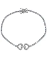 Giani Bernini Cubic Zirconia Double Heart Tennis Bracelet Sterling Silver, Created for Macy's