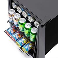 Newair Beverage Refrigerator Cooler, 90 Can Capacity Fridge in Black, Adjustable Shelves and Glass Door with Lock, Small Refrigerator, Beer Wine or So