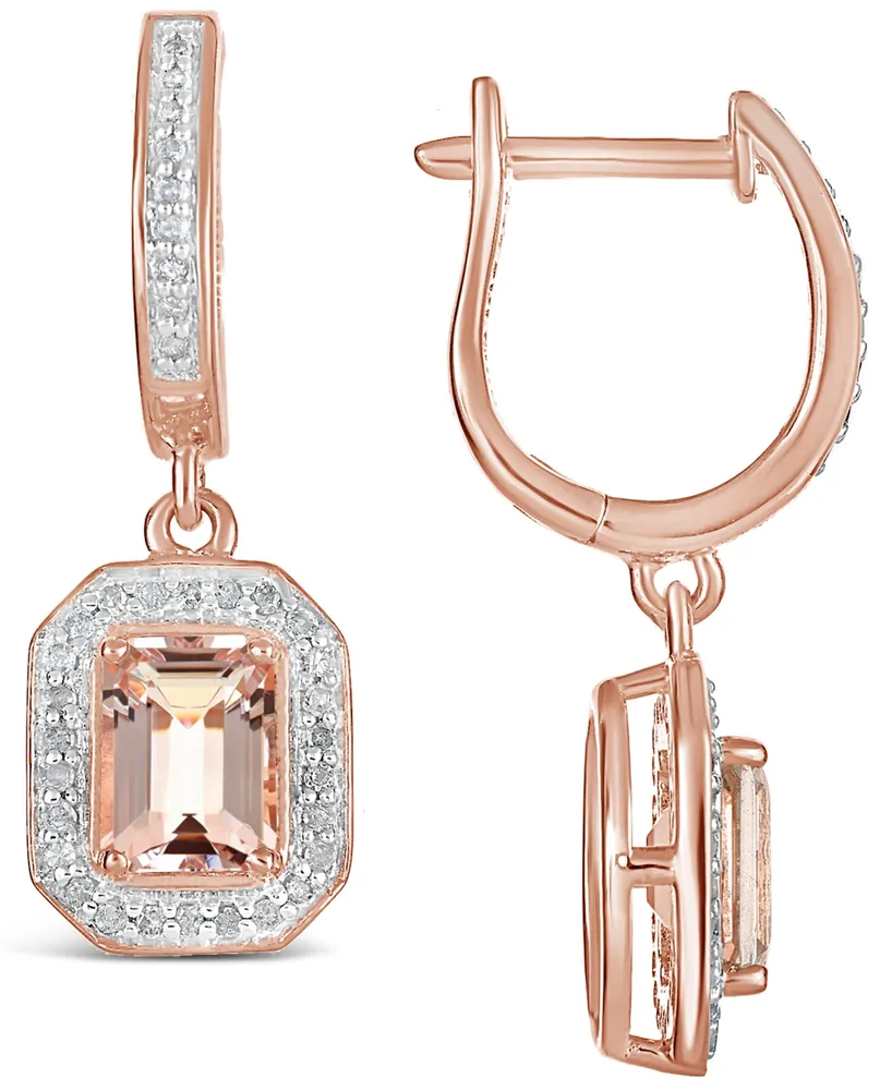 Morganite (1-3/4 ct. t.w.) and Diamond (1/3 ct. t.w.) Drop Earrings in 14K Rose Gold-Plated Sterling Silver