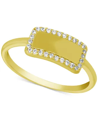 Essentials Crystal Bar Ring Gold-Plate