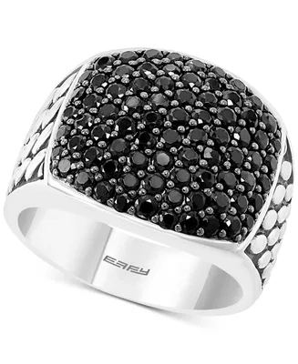 Effy Men's Black Spinel Cluster Ring in Sterling Silver