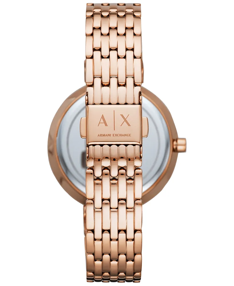 A|X Armani Exchange Women's Zoe Rose Gold-Tone Stainless Steel Bracelet Watch 36mm