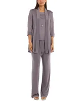 R & M Richards Petite Metallic Pantsuit, Shell & Necklace Set