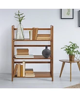 Yu Shan 3-Shelf Folding Stackable 27.5" Wide Bookcase