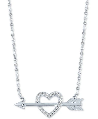 Heart and Arrow Diamond Pendant Necklace (1/10 ct. t.w.) in Sterling Silver, 16" + 2" extender