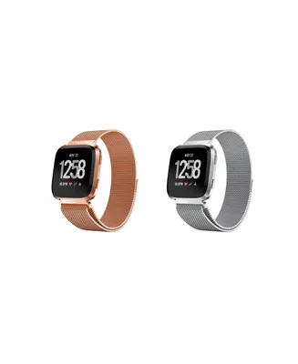 Posh Tech Unisex Loop Fitbit Versa Assorted Stainless Steel Watch Replacement Bands - Pack of 2